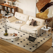 White Nest of 2 Coffee Tables with Tempered Glass Tops for Living Room or Bedroom