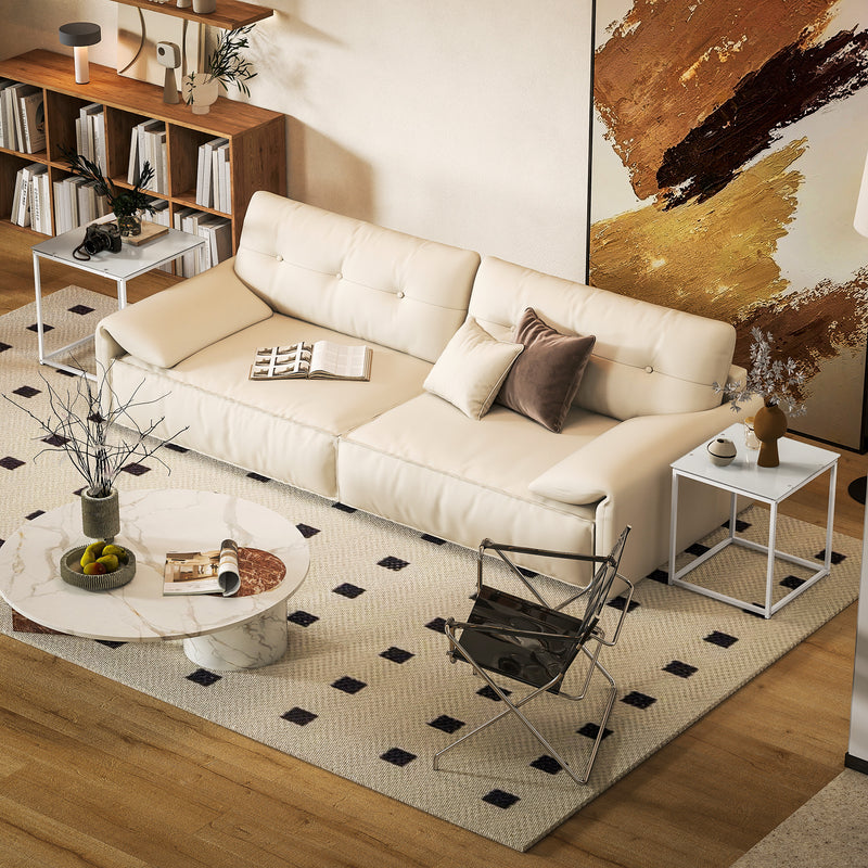 White Nest of 2 Coffee Tables with Tempered Glass Tops for Living Room or Bedroom