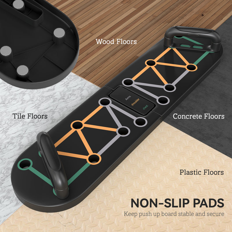 SPORTNOW Foldable Push Push Up Board with Non-Slip Pads, for Chest, Arms, Shoulders, Black AOSOM