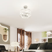 Modern Crystal Ceiling Light with Semi Flush Mount and 3 E14 Bulbs for Living Room, Silver