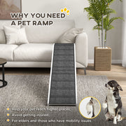 Pet Ramp for Dogs with Non Slip Carpet and Top Platform Ideal for Cars and Beds White and Grey AOSOM