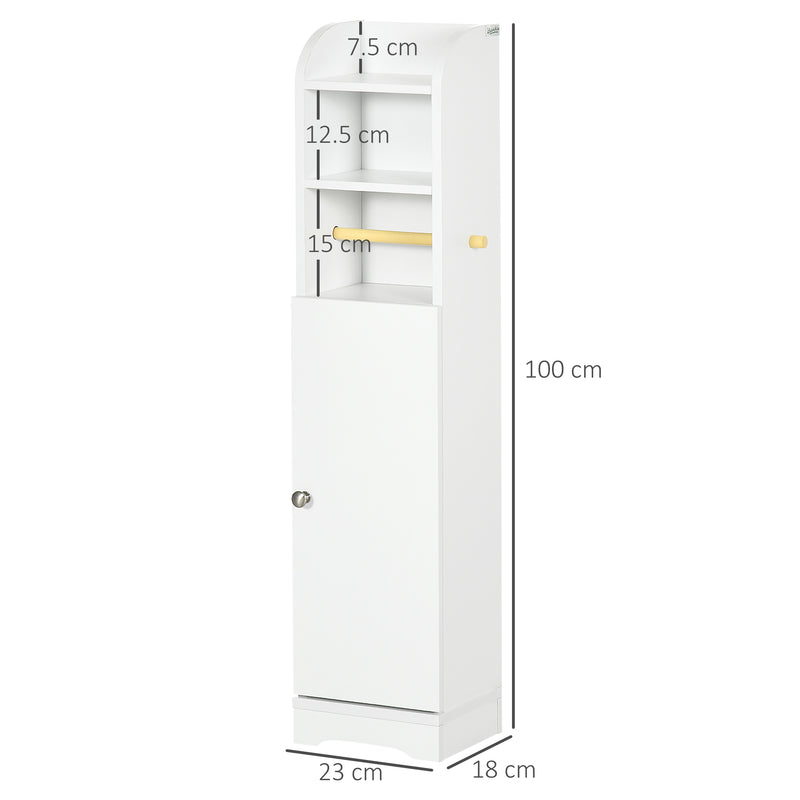 Slim Bathroom Storage Cabinet With Multiple Compartments For Small Spaces, White