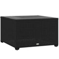 Black Rattan Side Table with Glass Top 62 x 62cm for Garden and Patio by Outsunny