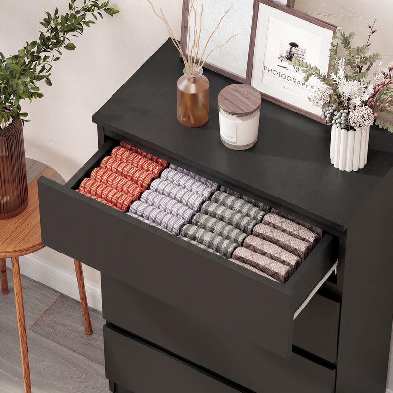 Chest of Drawers with 5 Spacious Storage Drawers for Bedroom Organisation Black AOSOM
