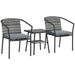 3 Piece Rattan Patio Bistro Set with Cushions Glass Top Table and 2 Chairs Grey by Outsunny