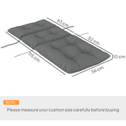 Light Grey Padded Outdoor Seat Cushion 115 x 56 cm by Outsunny