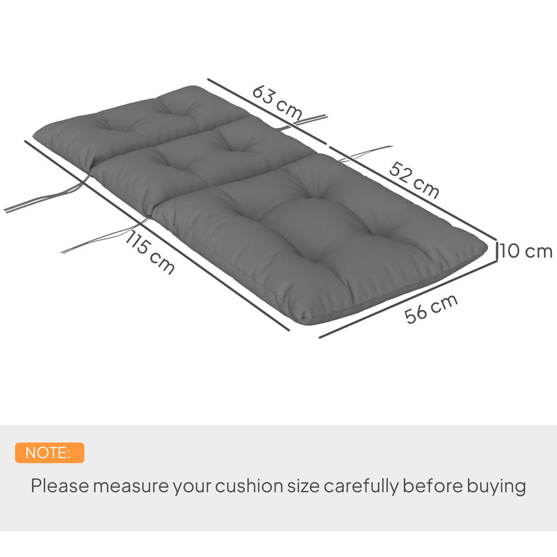 Light Grey Padded Outdoor Seat Cushion 115 x 56 cm by Outsunny