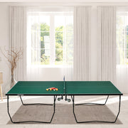 9ft Indoor Folding Tennis Table With Easy Roll Wheels For Home Use Green AOSOM