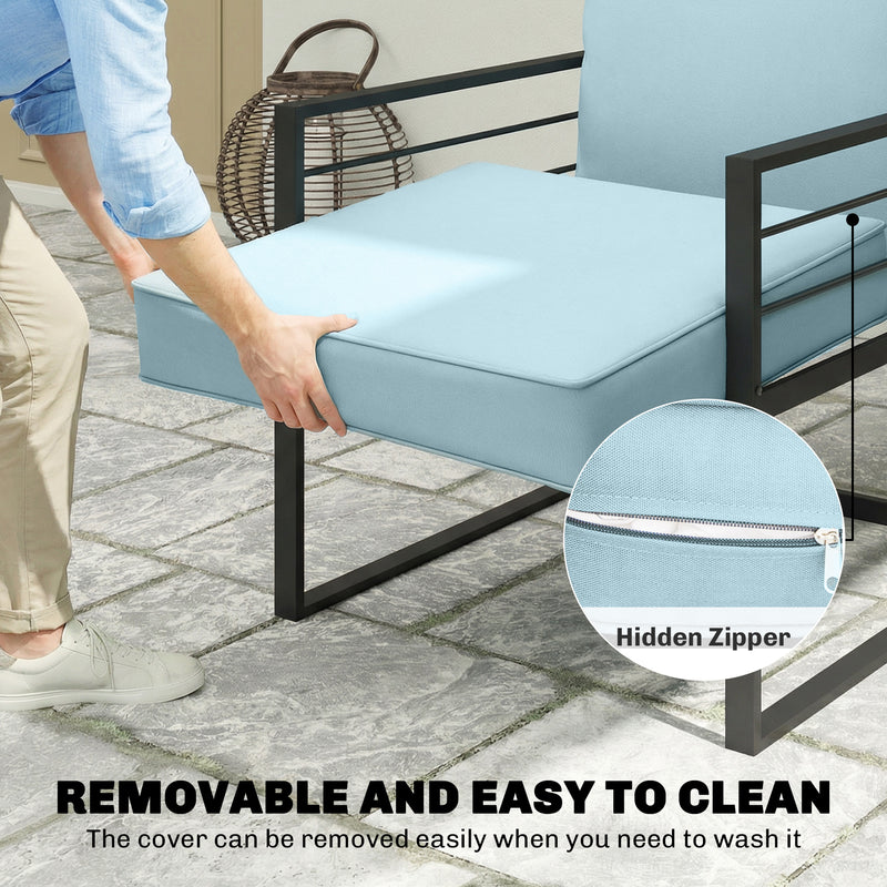 Chair Cushion Set for Indoor or Outdoor Comfort with Removable Covers Light Grey AOSOM