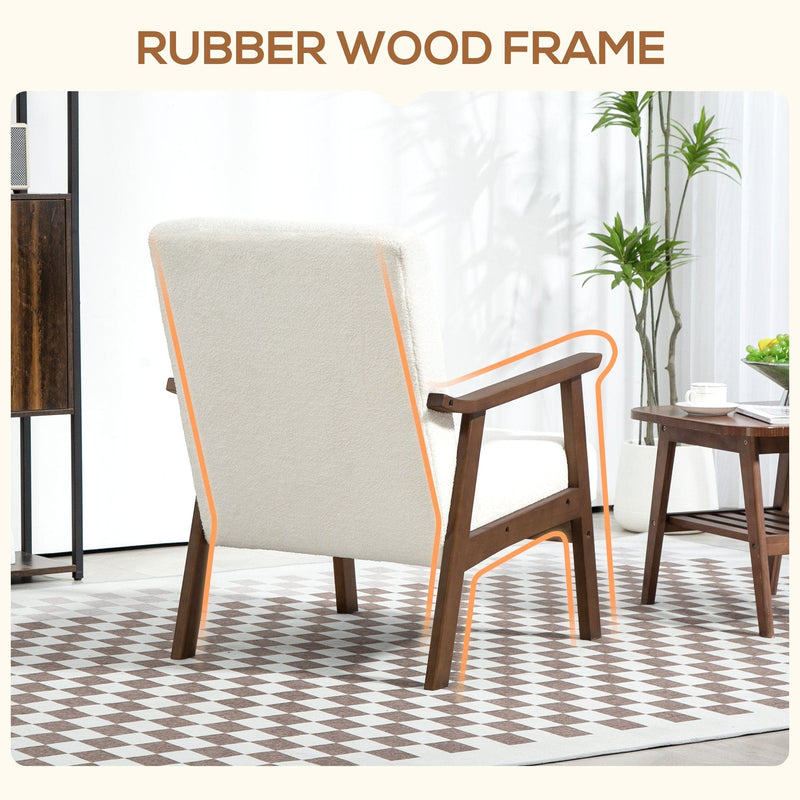 Homcom Boucle Seat Mid Century Accent Chair in White - Stylish and Comfortable by Homcom Homcom
