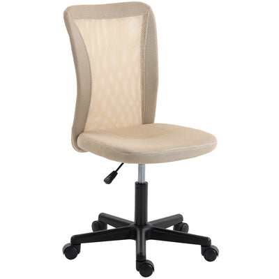 Compact Mesh Office Chair for Small Home Offices with Adjustable Height Beige AOSOM
