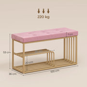 Shoe Storage Bench with Padded Seat for Hallway Organisation Pink AOSOM
