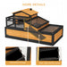 Wooden Tortoise House with Balcony Tray and Roof for Indoor and Outdoor Yellow by PawHut