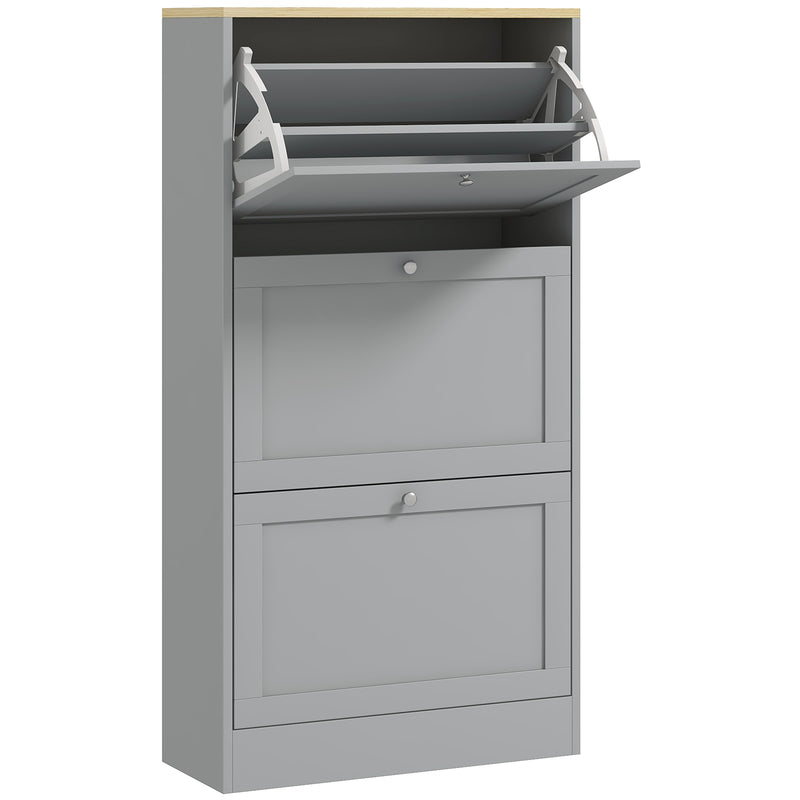 Slim 3 Drawer Shoe Storage Cabinet for Hallway or Entryway with Modern Design Grey
