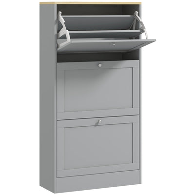 Slim 3 Drawer Shoe Storage Cabinet for Hallway or Entryway with Modern Design Grey