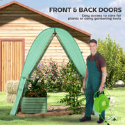 Walk In Tunnel Greenhouse With Sandbags And Ventilated Doors For All Weather Use Green AOSOM