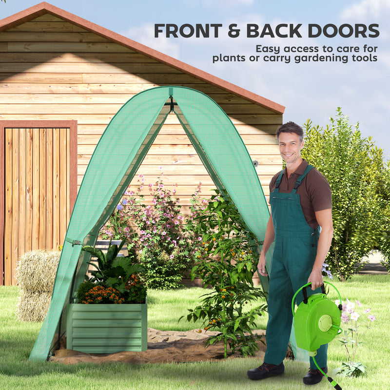Walk In Tunnel Greenhouse With Sandbags And Ventilated Doors For All Weather Use Green AOSOM