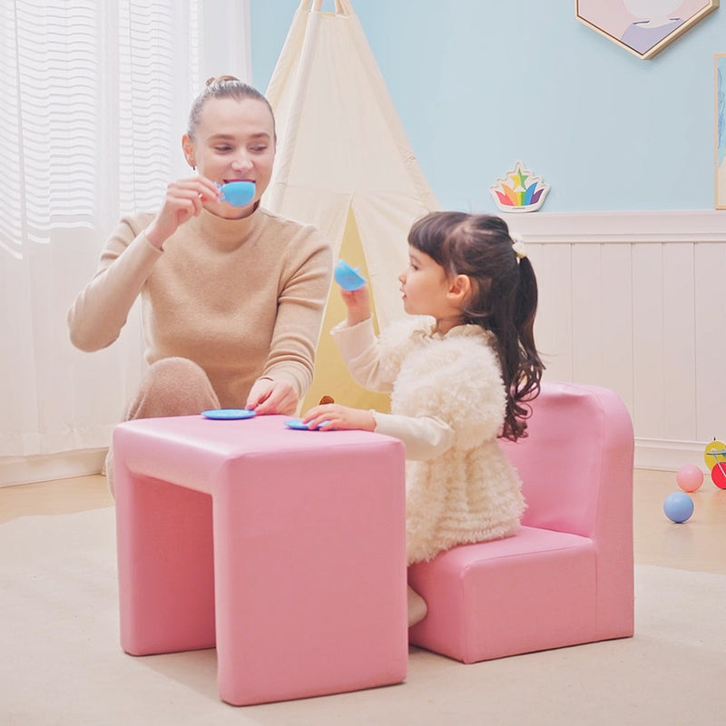 2 in 1 Toddler Sofa Chair for Relaxing and Playing in Bedroom or Playroom, Pink