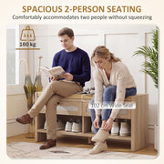 Shoe Storage Bench with Drawers and Cushioned Seat for Organised Hallways Oak and Cream Homcom