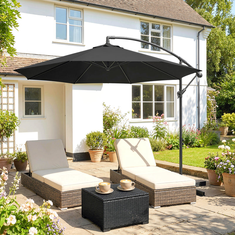 Black Cantilever Garden Parasol with Adjustable Shade for Outdoor Dining and Lounging