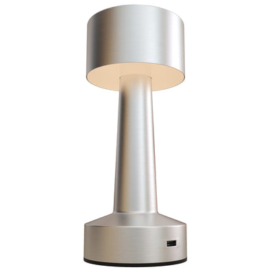 Cordless LED Touch Table Lamp with Rechargeable Battery for Bedroom or Office Use, Silver
