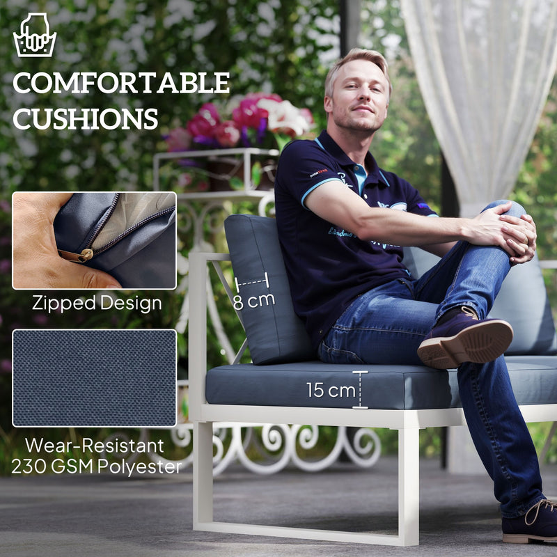 Grey 4 Piece L Shaped Garden Furniture Set with Adjustable Lounger by Outsunny