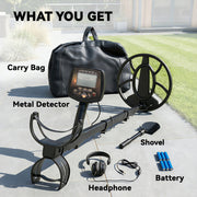 Metal Detector for Outdoor Treasure Hunting with Waterproof Coil and LCD Display Black Orange AOSOM