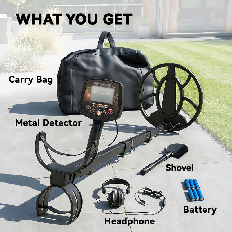 Metal Detector for Outdoor Treasure Hunting with Waterproof Coil and LCD Display Black Orange AOSOM
