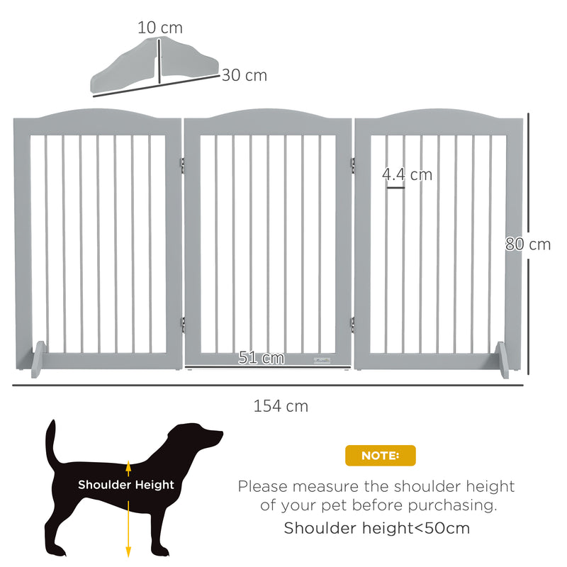 Freestanding Foldable Dog Gate with Support Feet for Stairs and Doorways Grey