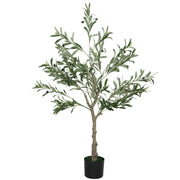 Artificial Olive Tree 4ft with 450 Leaves and 20 Fruits in Pot for Indoor Decor by Outsunny
