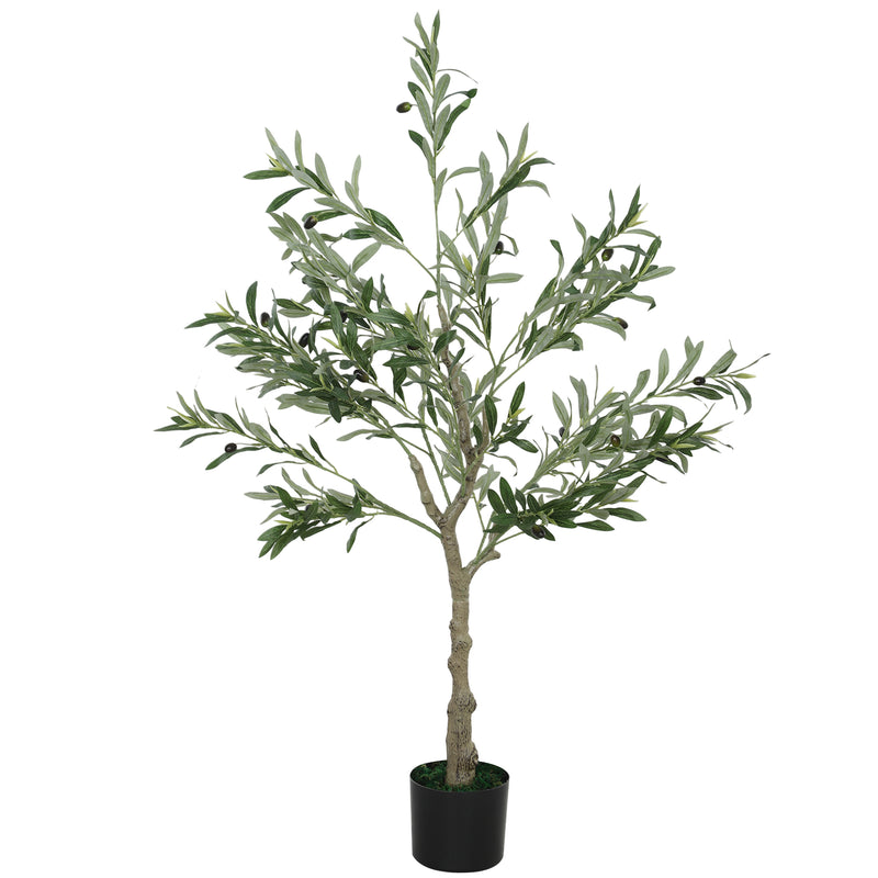 Artificial Olive Tree 4ft with 450 Leaves and 20 Fruits in Pot for Indoor Decor by Outsunny