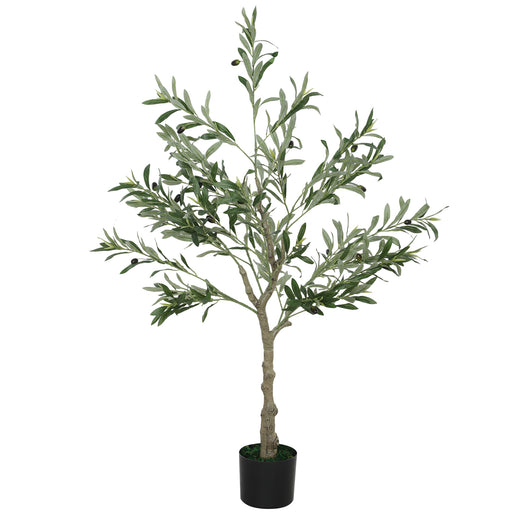 Artificial Olive Tree 4ft with 450 Leaves and 20 Fruits in Pot for Indoor Decor by Outsunny