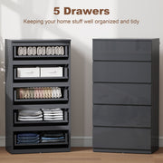 Chest of Drawers with 5 Spacious Storage Drawers for Bedroom Organisation High Gloss Grey AOSOM