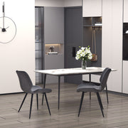 Set of 2 PU Leather Dining Chairs with Padded Seats and Steel Frame for Kitchen Grey