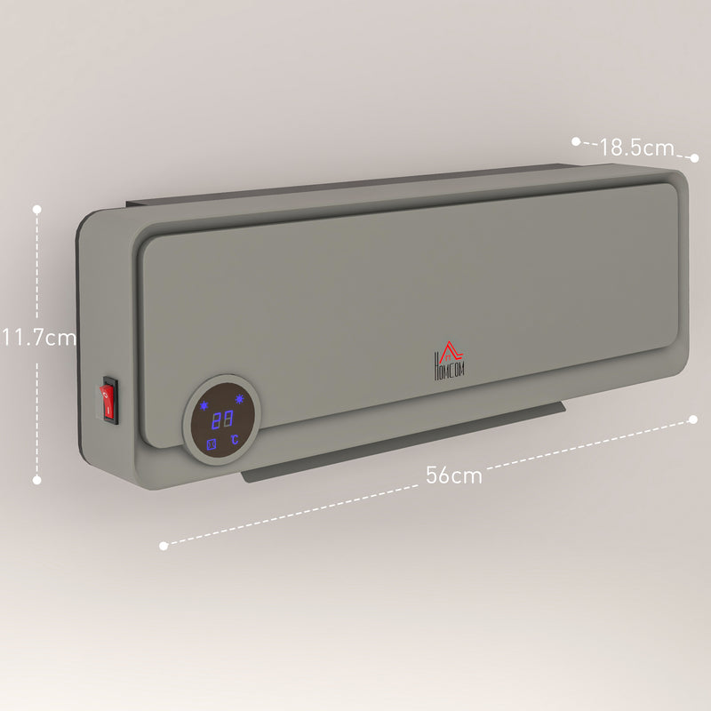 Wall Mounted Electric Heater with Timer and Remote Control for Home or Office Grey