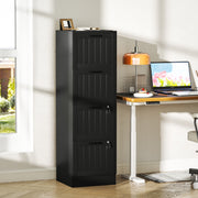 4 Drawer Lockable Filing Cabinet With Adjustable File Bars For Office Organisation Black