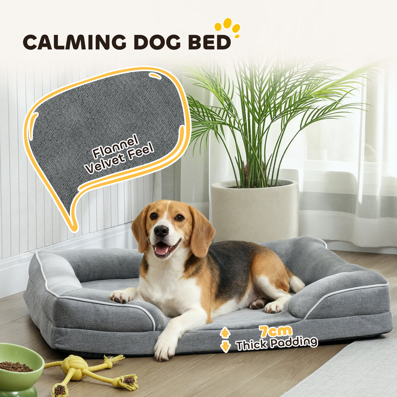 Washable Dog Sofa Bed With Removable Cover And Non Slip Base For Small Pets Grey