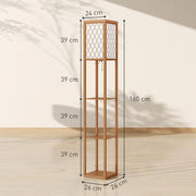 Three Shelf Wooden Standing Floor Lamp with Linen Shade for Living Room by HOMCOM