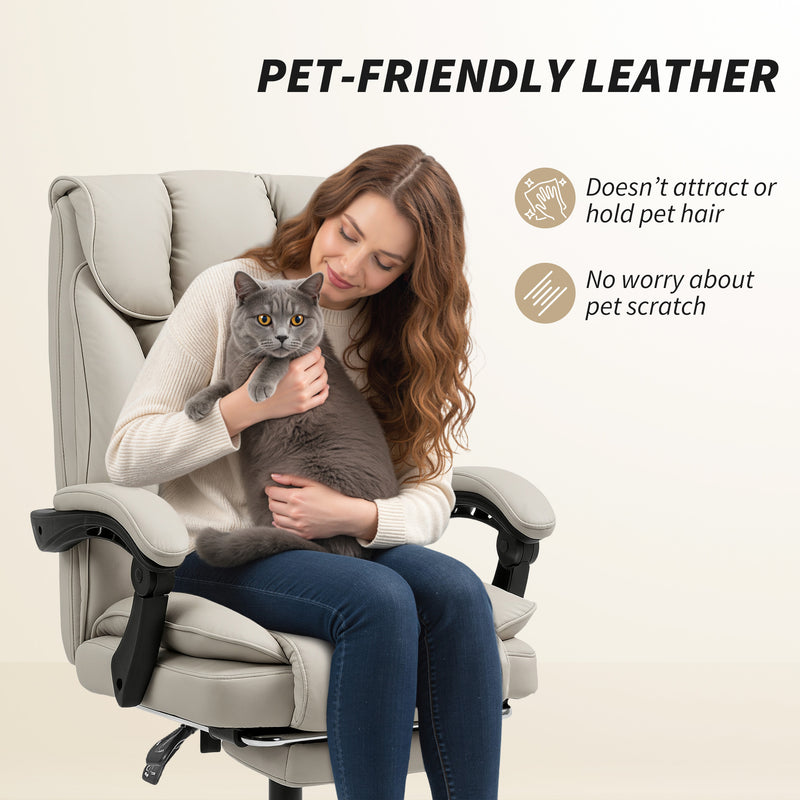 Reclining Office Chair with Footrest for All Day Comfort and Easy Clean Faux Leather Black