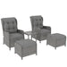 5 Piece Rattan Reclining Armchair Bistro Set with Cushions and Footstools Light Grey by Outsunny