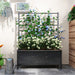 Black Raised Garden Bed with Trellis Galvanised Planter Box with Drainage for Vegetables and Herbs by Outsunny