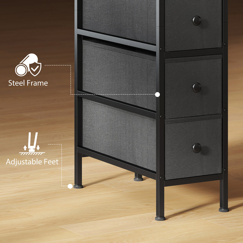 Slim 4 Drawer Fabric Storage Cabinet with Steel Frame for Small Bedrooms Black AOSOM