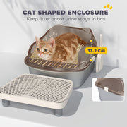 Stainless Steel Cat Litter Box with High Sides Scoop Pedal and Easy Clean Design by Outsunny