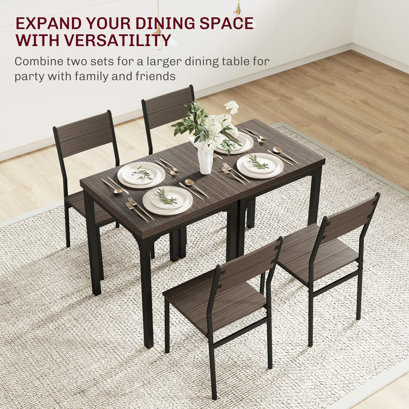 Three Piece Compact Dining Set with Grey Wood Grain Finish by HOMCOM