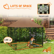 Outdoor Dog Kennel with Roof and Rotating Bowl Ideal for Garden Play and Safety Black