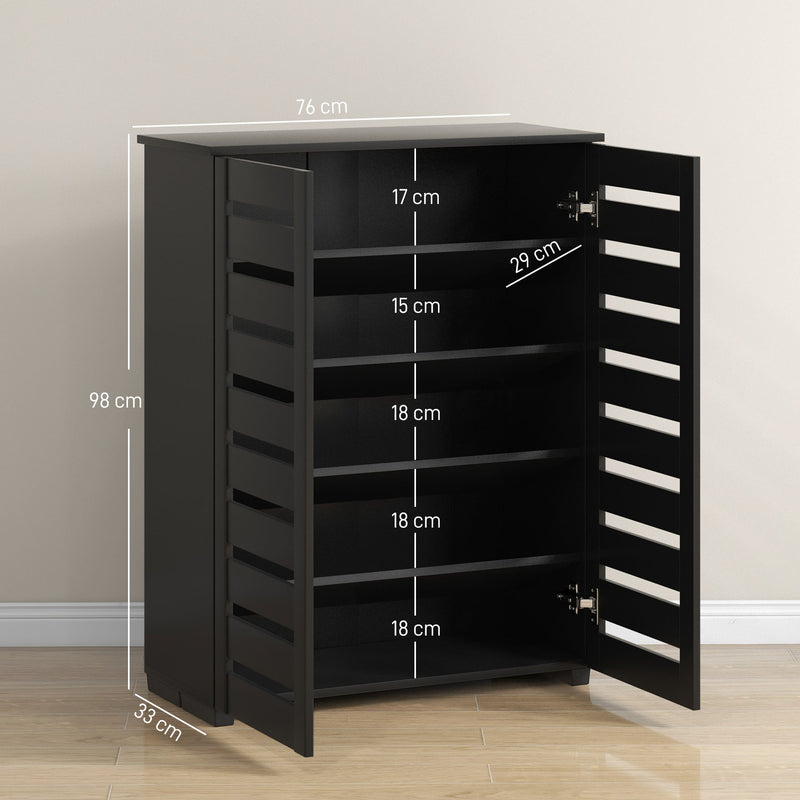 Black Shoe Storage Cabinet With Adjustable Shelves Ideal for Hallways and Entryways, Holds 15 Pairs