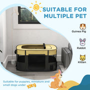 Foldable Dog Playpen with Storage Bag and Ground Stakes for Indoor and Outdoor Use, Yellow