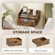 Floating Bedside Tables Set of 2 with Drawer and Shelf for Space Saving Bedroom Storage Rustic Brown AOSOM
