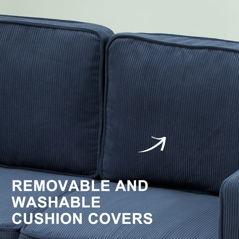 Blue Corduroy Small Two Seater Sofa Compact and Stylish for Living Room by HOMCOM