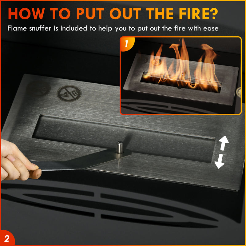 Freestanding Ethanol Fireplace for Instant Smoke Free Heat in Small Rooms Black